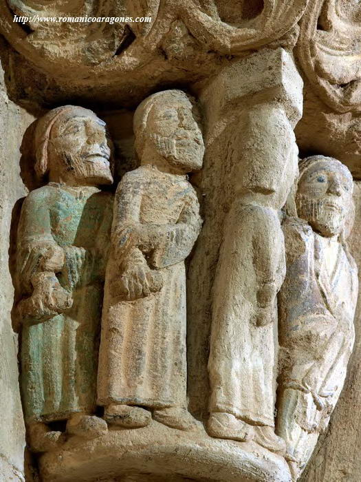 DETALLE DEL CAPITEL DE CRISTO ANTE LOS SACERDOTES JUDÍOS