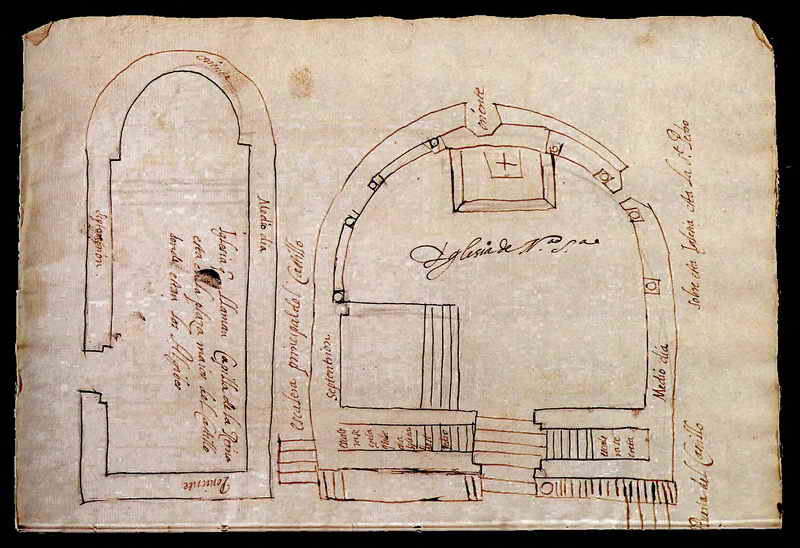 DIBUJO DE LAS PLANTAS DE LA IGLESIA LOMBARDA Y DE LA CRIPTA -1637-