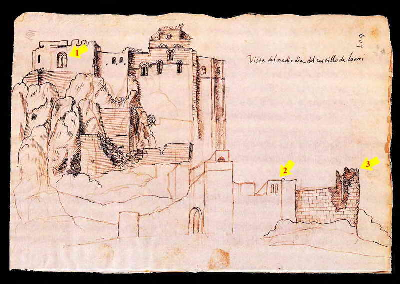 DIBUJO DE 1637. VISTA SUR DEL CASTILLO