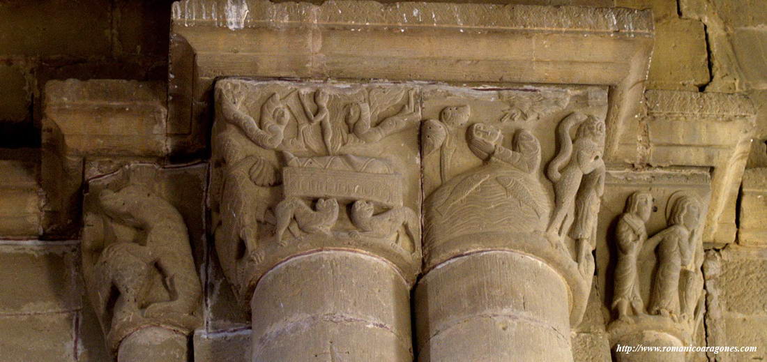 CAPITELES QUE CORONAN LA COLUMNATA SUR DEL ARCO TRIUNFAL: VIDA DE SANTA FE